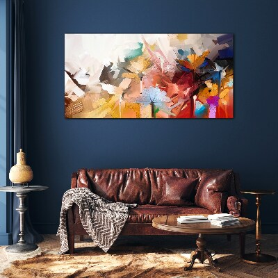 Colorful flowers in abstract style Glass art print