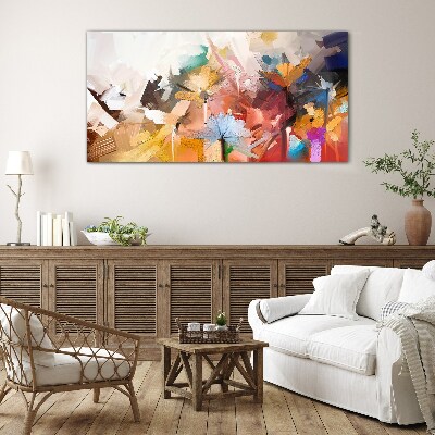 Colorful flowers in abstract style Glass art print