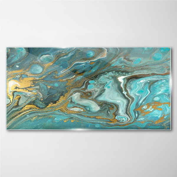 Sea wave with gold accents Glass art print
