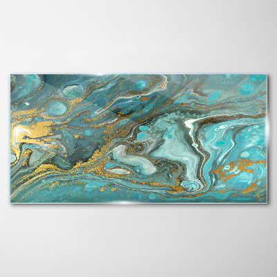 Sea wave with gold accents Glass art print