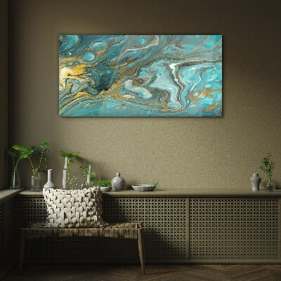 Sea wave with gold accents Glass art print