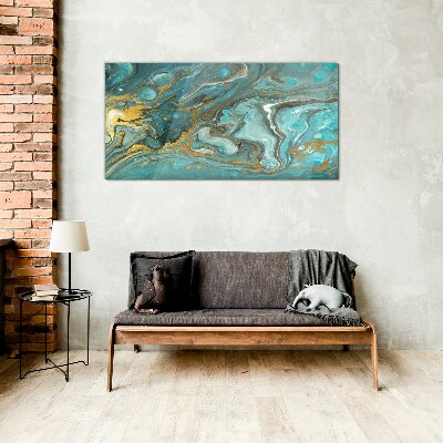 Sea wave with gold accents Glass art print