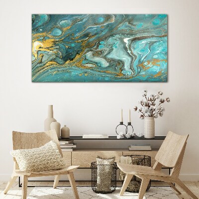 Sea wave with gold accents Glass art print