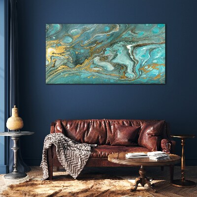 Sea wave with gold accents Glass art print