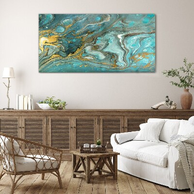 Sea wave with gold accents Glass art print