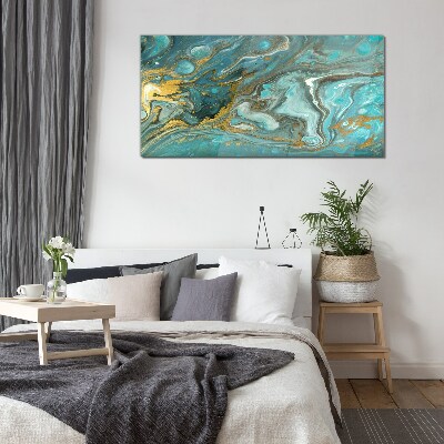 Sea wave with gold accents Glass art print