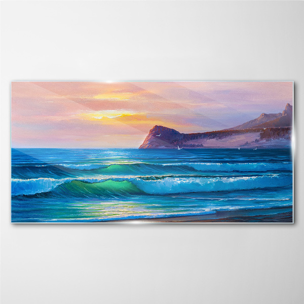 A quiet morning by the ocean Glass art print