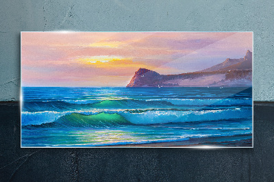 A quiet morning by the ocean Glass art print