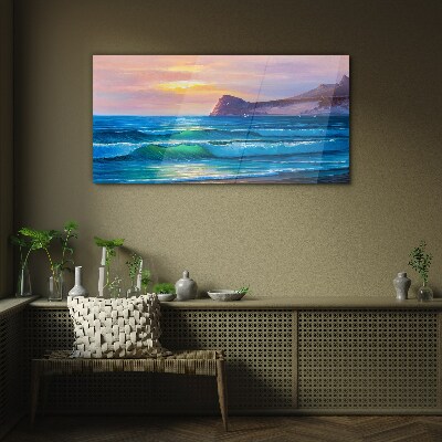 A quiet morning by the ocean Glass art print