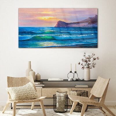 A quiet morning by the ocean Glass art print