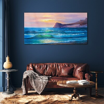 A quiet morning by the ocean Glass art print