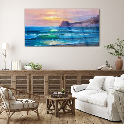 A quiet morning by the ocean Glass art print