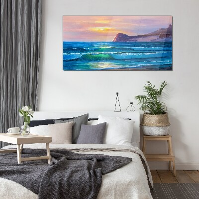 A quiet morning by the ocean Glass art print