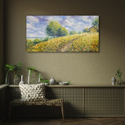 Summer field landscape Wall art on glass