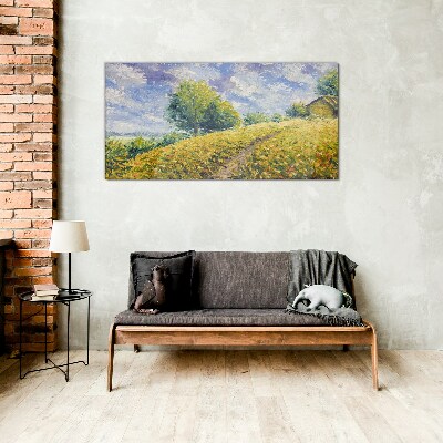 Summer field landscape Wall art on glass