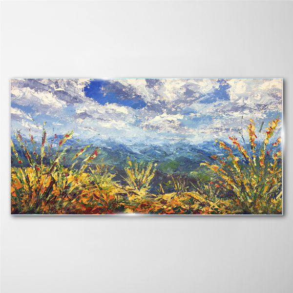 Summer mountain landscapes Glass art print