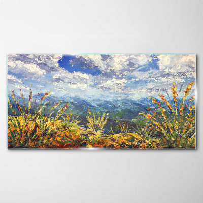 Summer mountain landscapes Glass art print