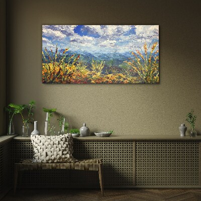Summer mountain landscapes Glass art print