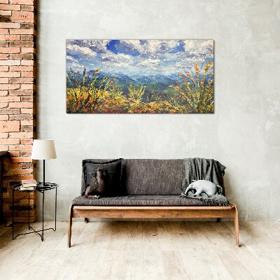 Summer mountain landscapes Glass art print
