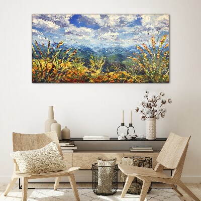 Summer mountain landscapes Glass art print