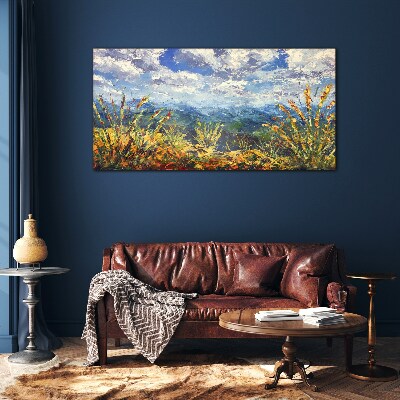 Summer mountain landscapes Glass art print