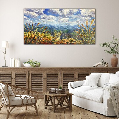Summer mountain landscapes Glass art print