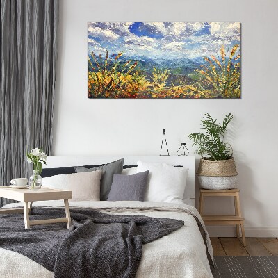 Summer mountain landscapes Glass art print