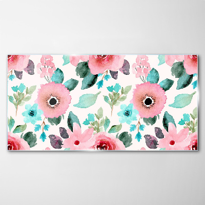 Floral pattern in delicate shades Wall art on glass