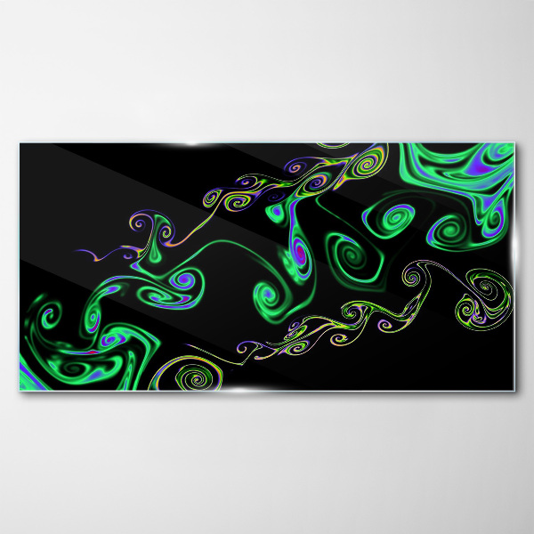 Waves of colorful spirals Wall art on glass