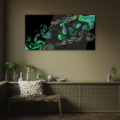 Waves of colorful spirals Wall art on glass