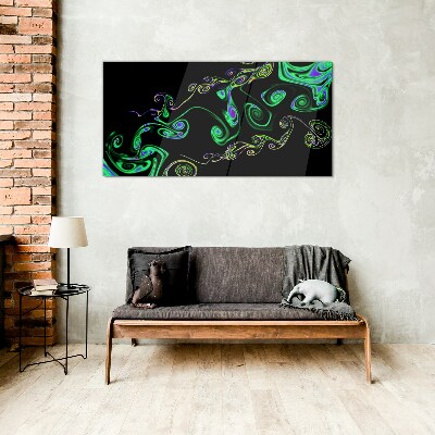 Waves of colorful spirals Wall art on glass