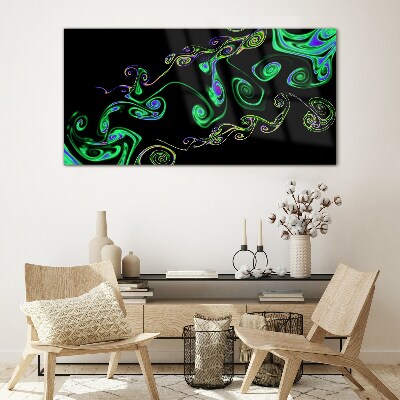 Waves of colorful spirals Wall art on glass