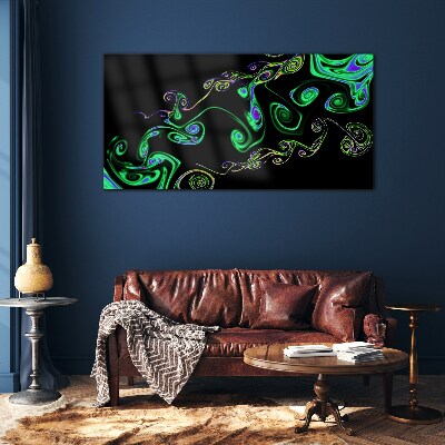 Waves of colorful spirals Wall art on glass