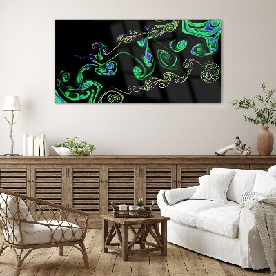 Waves of colorful spirals Wall art on glass