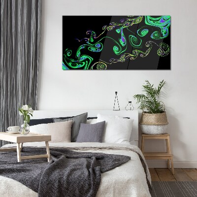 Waves of colorful spirals Wall art on glass