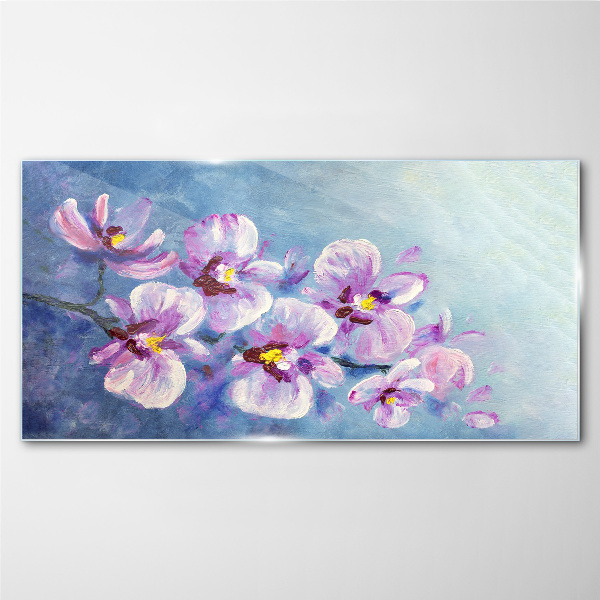 Orchids in pastel shades Glass art print