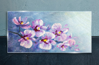 Orchids in pastel shades Glass art print