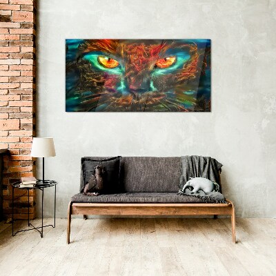 Mystery Cat Eyes Wall art on glass