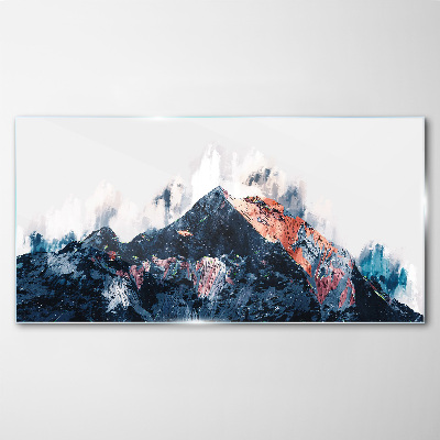Mountain panorama in abstract form Glass art print