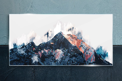 Mountain panorama in abstract form Glass art print