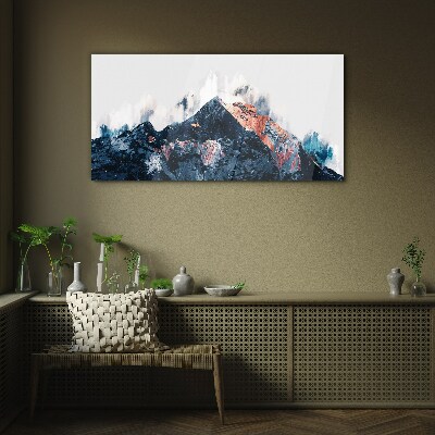 Mountain panorama in abstract form Glass art print