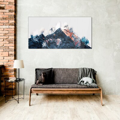 Mountain panorama in abstract form Glass art print