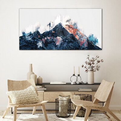 Mountain panorama in abstract form Glass art print