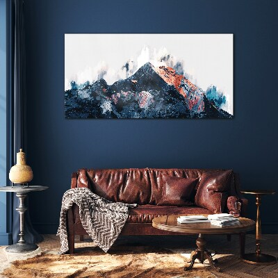 Mountain panorama in abstract form Glass art print