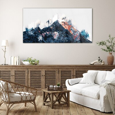 Mountain panorama in abstract form Glass art print