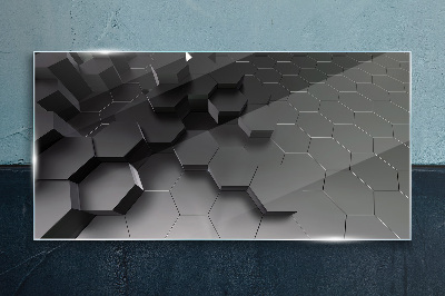 Modern hexagons Glass Print