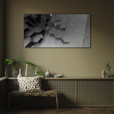 Modern hexagons Glass Print