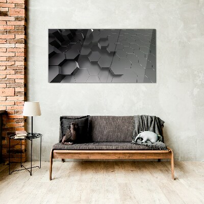 Modern hexagons Glass Print