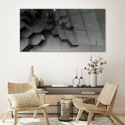 Modern hexagons Glass Print