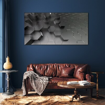 Geometric structures in shades of gray Wall art on glass